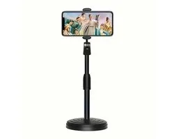 Mobiele telefoonhouder in hoogte verstelbaar - mobiele telefoonhouder multi-hoek - voor desktop, videofoneerd en videoweergave - mobiele telefoonhouder tafel - zwart