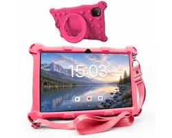 AngelTech Kindertablet XL – 3+4GB RAM - 32+64GB – Android 14 - 100%Kidsproof – Extra Groot – Vanaf 3 Jaar - Ook Voor Volwassen Gebruik - 10 Inch - Ouderlijk Toezicht – Fidgy Beschermhoes – Roze