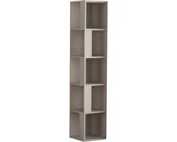 Bibliothèque d'angle Hocuspicus à 5 niveaux – Diverse couleurs disponibles – 31,4 x 31,4 x 158,9 cm – Fixation murale – Bibliothèque pour salon ou bureau – Montage facile – (Moka clair)