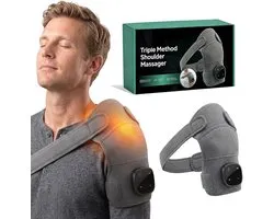 Drievoudige Schoudermassager – Verwarmingskussen, Shiatsu, 3 Verstelbare Niveaus, Pijnverlichting voor Schouder/Nek/Ben, Compressie & Trillingen