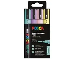 Uni POSCA paintmarker PC-5M | 1 | 8 - 2 | 5 mm | etui van 4 stuks in zachte kleuren