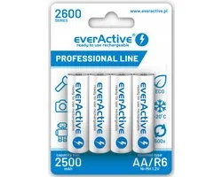 4 Stuks - R6 AA 2600mAh everActive Professional oplaadbaar