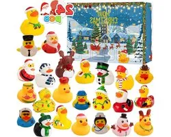 Advent Calendar 2023 - 24 Days Christmas Countdown - Rubber Ducks Fun Bath Toys voor Meisjes 3-9 Jaar - Speelgoed en Kerstdecoratie Party Gifts (32cm x 22cm)