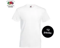 12 Pack T-Shirts van Fruit Of The Loom V-Hals Wit