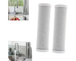 2 stuks filterpatronen - Gecomprimeerd actief koolstoffilter - Waterfilterpatroon - 10 inch universeel filter - Voor leidingwater, putwater, drinkwater - Het kan sediment filteren, geuren verwijderen (25*7 cm - Grijs)