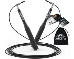 Tested by Athletes Professioneel Sport Springtouw - Verstelbaar - Speedrope Jump Rope voor Volwassenen en Kinderen - Fitness - Zwart + E-Book