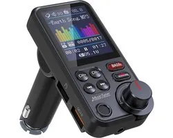 Bluetooth FM-zender, Bluetooth autoradioadapter met microfoon, krachtig, met 1,8 inch kleurendisplay, ondersteunt QC3.0, treble en bas