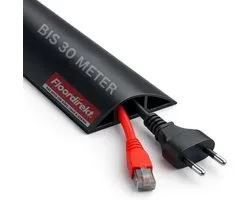 Floordirekt Kabelgoot Cable Guard - 9 m Zwart - Protection de câbles Pour sur le sol - Met Antislipoppervlak - Pont de câbles PVC Pour 2 câbles (Ø jusqu'à 8 mm) - Protection efficace contre les trébuchements - Flexible & À découper sur mesure