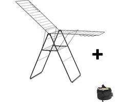 Brabantia HangOn Séchoir à linge - 25 mètres - avec sac à pinces à linge - Noir mat