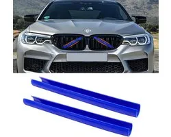 1 paire de bandes d'insertion de calandre – Accessoires de calandre compatibles avec les BMW séries 3, 4 et 5 (modèles F20, F21, F22, F23, F24, F30, F31, F32, F33, F34, F40, F44, G20, G21, G28, G29) – (Bleu)