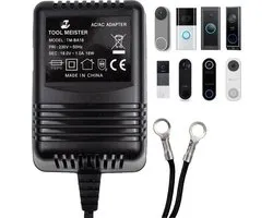 Tool Meister BA18 - 18V/1A AC/AC Adapter voor Smart Deurbel - 18VA (18W) Universele Beltransformator - Beltrafo - Transformator - Op Maat voor Google Nest, Eufy, Ring, Zedar, TP-Link, Arlo, Ezviz, Blink, Netatmo, Hombli - 5 Meter Kabel