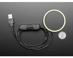 Cool White LED Ring Light with USB Cable and On/Off Switch - 70mm Diameter 5V Adafruit 5137