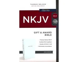 NKJV, Gift and Award Bible, Leather-Look, White, Red Letter Edition, Comfort Print