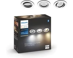 Philips Hue Milliskin inbouwspot - warm- tot koelwit licht - 3-pack - aluminium - rond - GU10