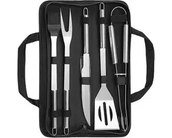 BBQ Gereedschap Set - RVS Barbecue Accessoires - Draagbare Grill Kit - Voor Buiten Koken & Kamperen - Zwaar Materiaal - Inclusief Opbergtas - 5 Stuks