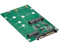 2 in 1 Combo Mini PCI- E 2 Lane M.2 NGFF & mSATA SSD to SATA 3.0 III Adapter Converter PCBA