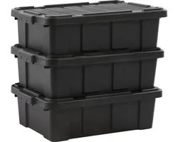 IRIS Powerbox Robuust Opbergbox - 25L - 100% Recycled Kunststof - Zwart - Set van 3