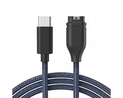 Qost - Câble USB-C vers Garmin - 1 mètre - Nylon - Bleu foncé - Câble de charge Garmin - Compatible avec Garmin Instinct / Forerunner / Fenix ​​​​- 1-Pack