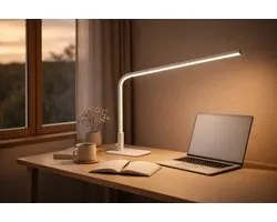 GoudenGracht Scandinavisch Bureaulamp - Bureaulamp Led - 3 Lichtkleuren - Dimbaar - Artic White