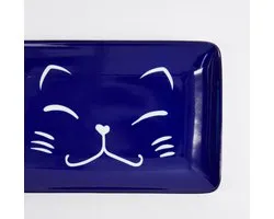 Tokyo Design Studio - Kawaii - Lucky Cat - Sushi Bord - Blauw - 21x13.5cm