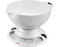 Balance de cuisine Westmark avec Kom – Ensemble pratique pour peser les ingrédients pour la pâtisserie ou la cuisine, Empilable, Bol à mélanger 2,3 litres, Balance blanche