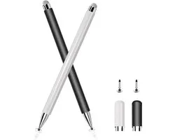 Stylet pour toutes les tablettes, stylet tactile 2 en 1 pour tablettes/téléphones portables, stylet tactile haute sensibilité pour Redmi, Samsung, Huawei, Surface, Lenovo, Chromebook (Blanc/Noir)