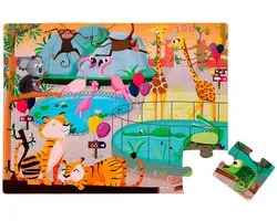 Janod - Voelpuzzel - Een dag in de dierentuin - 20 Grote stuks