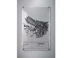 Stadskaart Yonago - Plexiglas 30x45 cm - Split Caption