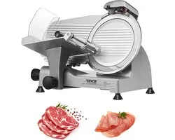 VEVOR CommerciëLe Vleessnijmachine 340w Elektrische Snijmachine Voedselsnijmachine met 10" Koolstofstalen Mes, 0-15 mm Verstelbare Dikte voor Vlees, Kaas, Groenten Enz