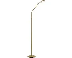QAZQA waldrof - Lampadaire LED moderne à intensité variable, sans fil et rechargeable USB | Lampadaire avec variateur - 1 lumière - H 162 cm - Messing - Salon | Chambre à coucher | Cuisine