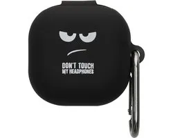 kwmobile Étui adapté pour Samsung Galaxy Buds FE - Housse en Siliconen pour écouteurs en blanc / noir / noir - Design Don't Touch My Headphones