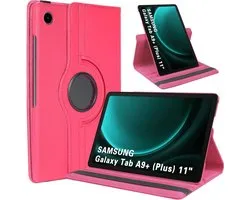 Étui rotatif - Étui rotatif pour tablette - Étui Multi -supports Convient pour : Samsung Galaxy Tab A9+ (Plus) 11 pouces 2023 (SM-X210, SM-X215, , SM-X216, SM-X218) Rose foncé