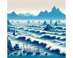Pixel art landschap schilderij | Pixelated panorama: a digital masterpiece capturing nature's pixelated beauty | Kunst - 100x100 centimeter op Canvas | Foto op Canvas