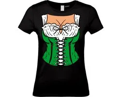 Dames T-shirt Dirndl Boezem | Oktoberfest dames heren | Carnavalskleding heren dames | Foute party | Zwart dames | maat XXL