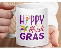 Mok Happy Mardi Gras, Celebration Mug, Feestmok, New Orleans, Mardi Gras Decor, Custom Gift, Festival Mok, Carnaval Mok, Cadeau Mok