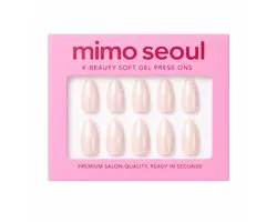 Mimo Seoul Soft Gel Press On Nails Medium - Glazed Donut White Almond (30 stuks) - Plaknagels Met Lijm & Plakstickers - Nepnagels Valse Nagels Herbruikbaar - Compleet Prep Kit
