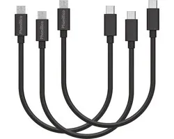 3x Câble Micro USB vers USB C Noir - 0,2 mètre - Câble compatible pour Samsung Galaxy Tab A 7.0 /A 8.0 /A 8.0 (2019) LTE&Wi-Fi /A 9.7 / A 10.1/ Active/S 8.4 /S 10,5/S2 8.0 /S2 9.7 /S2 Plus 8.0 /S2 Plus 9.7