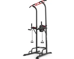 Hop-Sport HS-1016K Power Tower - Pull Up Station & Dip Bars - Verstelbare Pull-up Bar & Krachttoren - Pull up rack - Fitness Station - Home Gym - Incl. Expanders