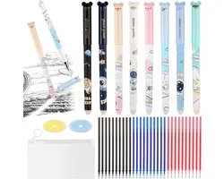 Erasable Ballpoint Pen - 8 Pack Gel Pens - 30 Refills en 2 Erasers - 0.5 mm Gel Pens voor Kids en Adults - Sketching en Drawing