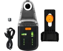 Laser Leveler Tool 4-in-1 Wall Laser Level with Line Laser, Drill Dust Collector, Electronic Vacuum Suction Cup and Wall Bracket, Rechargeable Laser Level Tool for Picture Hanging, Home Renovations