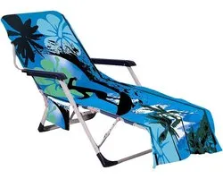 Fansu Lounge stoel strandhanddoek, draagbare microfiber strandstoel covers met zijzak, voor zwembad hotel outdoor vakantie tuin ligstoel fauteuils (blauwe zomer, 75x210cm)
