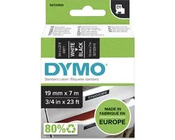 DYMO D1 - Standard Étiquettes - Blanc sur noir - 19mm x 7m