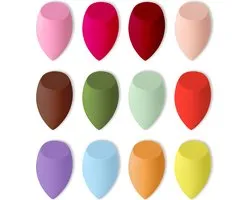 Set de 12 - Éponge à Maquillage - Oeuf à Maquillage - Éponge estompeuse pour maquillage - Réutilisable - Convient pour fond de teint, anti-cernes et poudre - 4*6 cm