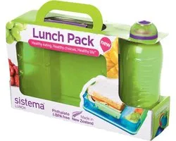 Sistema Lunch - Lunch Pack - Lunchbox 975 ml + Drinkflesje 330 ml - Limegroen / Paars