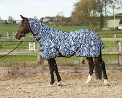Harry's Horse vliegendeken mesh, zebra medival blue, 165 cm