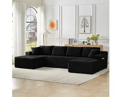 MODFU - U-bank - Modulair - Corduroy - Zwart - 6-Zits