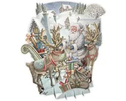 3D-Pop Up Wenskaart Santa's Team - Laser gesneden kerstkaart