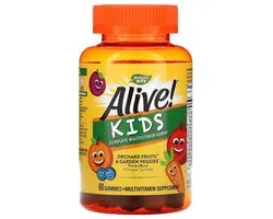 Nature's Way, Alive! Kids, Gummy Multivitamin, Cherry, Orange & Grape , 60 Gummies