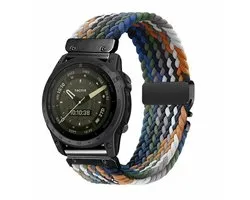 By Qubix - Compatible avec bracelet Garmin - 20mm Quickfit - Bracelet en nylon tressé avec fermeture parachute - Multicolore Foncé - Compatible avec Garmin Fenix 7s/6s/5s / Instinct 2s / Epix Pro Gen 2 (42mm)