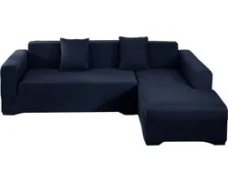 Sofa Cover L Shape Sofa Cover Corner Sofa Couch Cover l Shape Stretch (3 Seat + 3 Seat, Navy) Corner Sofa Throw Washable Sofa Throw with 2 Cushion Covers + Non-Slip Foam